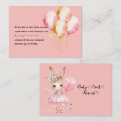 バルーン付き可愛いピンクのウサギベビーブックリクエスト エンクロージャーカード (正面/裏面)