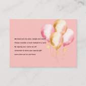 バルーン付き可愛いピンクのウサギベビーブックリクエスト エンクロージャーカード (正面)