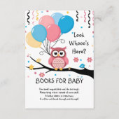 バルーン付き可愛いピンクのフクロウ&紙吹雪ベビーシャワー エンクロージャーカード (正面)