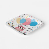 バルーン付き可愛いピンクのフクロウ&紙吹雪ベビーシャワー ペーパープレート (傾斜あり)