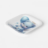 バルーン付き可愛いブルーベビーテディベア ペーパープレート (傾斜あり)