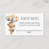 バルーン付き可愛い女の子クマおむつラッフル エンクロージャーカード (正面)