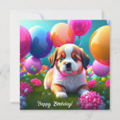 バルーン付き可愛い子犬 – 誕生日 (正面)