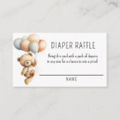 バルーン付き可愛い男の子クマおむつラッフル エンクロージャーカード (正面)