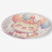 バルーン付き可愛い笑顔誕生日紙プラット ペーパープレート (アングル)