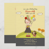 バルーン付き女の子招待状 招待状 (正面/裏面)