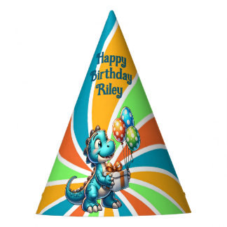 バルーン付き恐竜パーソナライズされた誕生日 パーティーハット
