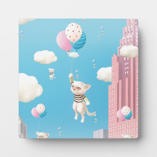 バルーン付き猫 フォトプラーク (正面)