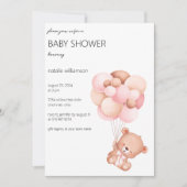バルーン付き甘いクマ赤ちゃんシャワー 招待状 (正面)