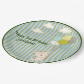 バルーン付き白いクマ緑素朴タイポグラフィ ペーパープレート (アングル)