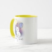 バルーン付き白パーティーキットンイラストレーション マグカップ (正面左)