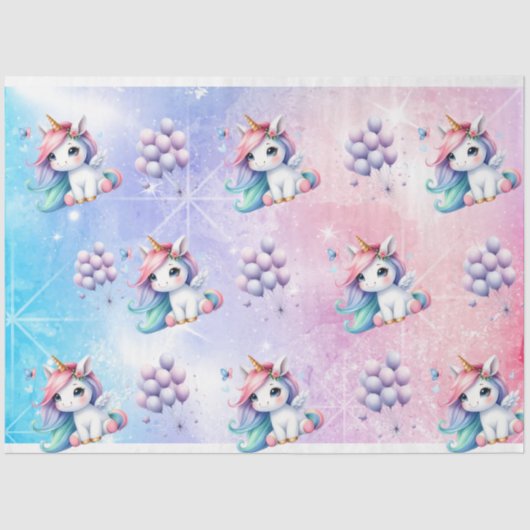 バルーン付き美しいユニコーンティッシュペーパー 薄葉紙 (正面)