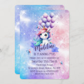 バルーン付き美しいユニコーンテーマ招待状 招待状 (正面/裏面)