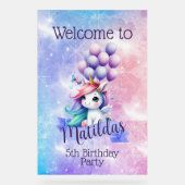 バルーン付き美しいユニコーン歓迎サイン アクリルサイン (正面)