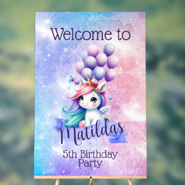 バルーン付き美しいユニコーン歓迎サイン アクリルサイン