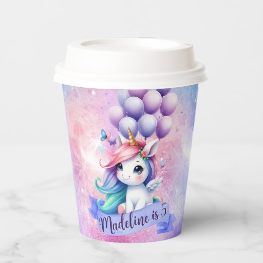 バルーン付き美しいユニコーン紙カップ 紙コップ (正面)