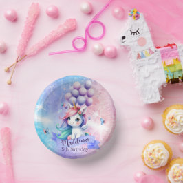 バルーン付き美しいユニコーン紙パーティープレート ペーパーボウル