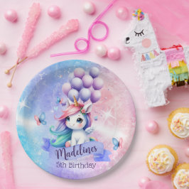 バルーン付き美しいユニコーン紙プレート ペーパープレート