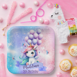 バルーン付き美しいユニコーン紙プレート ペーパープレート