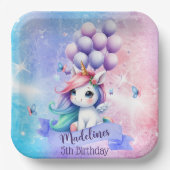 バルーン付き美しいユニコーン紙プレート ペーパープレート (正面)