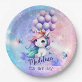 バルーン付き美しいユニコーン紙プレート ペーパープレート