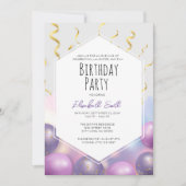 バルーン付き誕生日パーティ招待テンプレート 招待状 (正面)