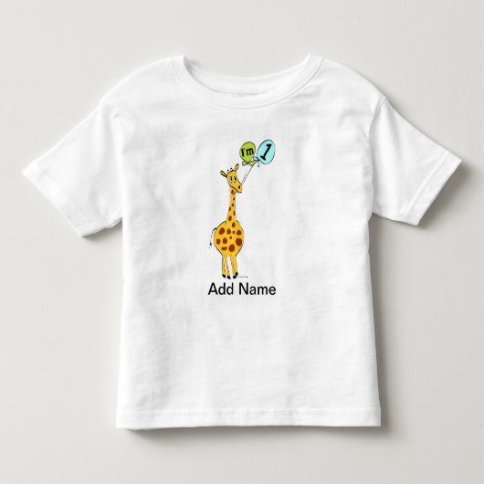 バルーン付き誕生日1回目のキリン トドラーTシャツ (正面)