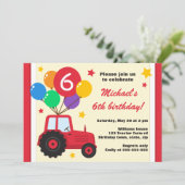 バルーン付き農用トラクタ子供の誕生日パーティー 招待状 (スタンド正面)
