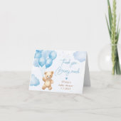 バルーン付き青いテディベアサンキューカード サンキューカード (正面)