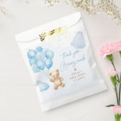 バルーン付き青いテディベアサンキューカード フェイバーバッグ (封をした状態)