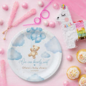 バルーン付き青いテディベア赤ちゃんシャワー ペーパープレート (パーティー)