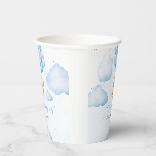 バルーン付き青いテディベア赤ちゃんシャワー 紙コップ (右)