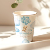 バルーン付き青いテディベア赤ちゃんシャワー 紙コップ