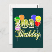 バルーン付き101誕生日 ポストカード (正面/裏面)