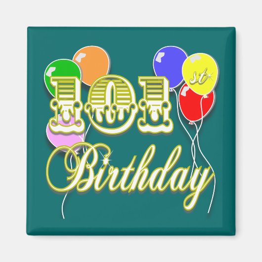 バルーン付き101誕生日 マグネット (正面)