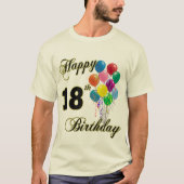 バルーン付き18誕生日Tシャツ（幸せ） Tシャツ (正面)