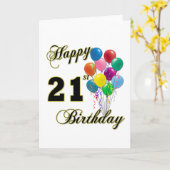 バルーン付き21歳おめでとう カード (黄色い花)