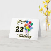バルーン付き22誕生日おめでとう カード (黄色い花)