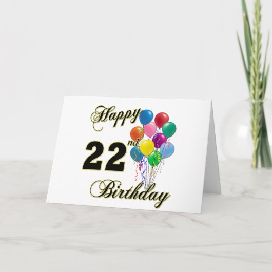 バルーン付き22誕生日おめでとう カード (正面)