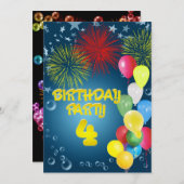 バルーン付き4歳パーティの招待状 招待状