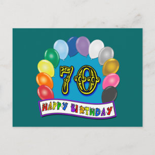バルーン付き70誕生日おめでとう ポストカード