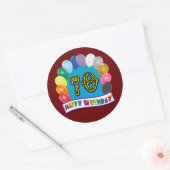バルーン付き70誕生日おめでとう ラウンドシール (封筒)