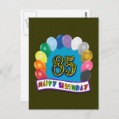 バルーン付き85誕生日おめでとう ポストカード (正面/裏面)