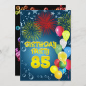 バルーン付き85th誕生日パーティー招待状 招待状 (正面/裏面)