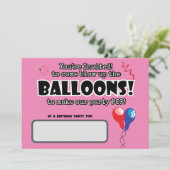 バルーン可愛いおもしろいポップ・アートの誕生日招待状 招待状 (スタンド正面)