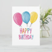バルーン図解入りの、写真付きのハッピーバースデー 招待状 (スタンド正面)