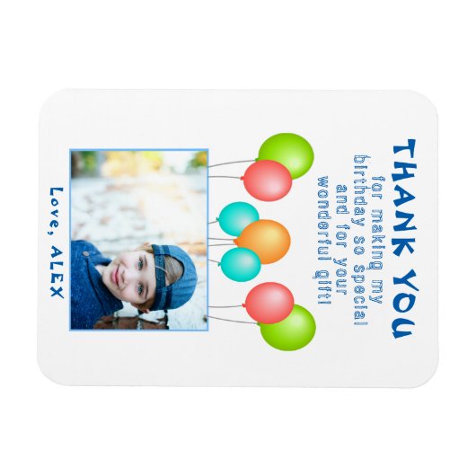 バルーン子供の誕生日写真ありがとう マグネット (横)