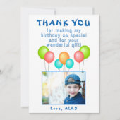 バルーン子供の誕生日写真 サンキューカード (正面)