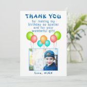 バルーン子供の誕生日写真 サンキューカード (スタンド正面)