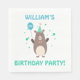 バルーン式の誕生日パーティーが開催されたかわいいクマ スタンダードランチョンナプキン